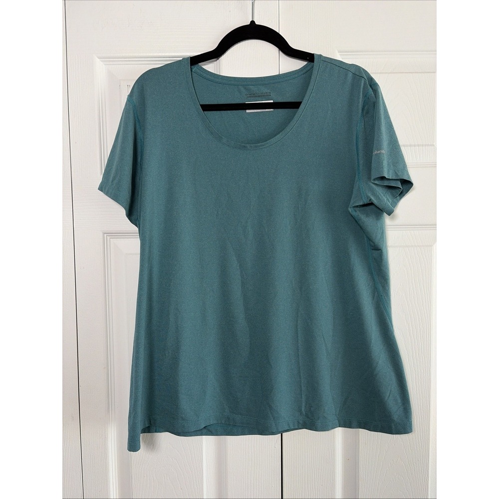 Columbia Omni-Wick Tee Womens XL Blue Short Sleeve Hiking Activewear Shirt XL